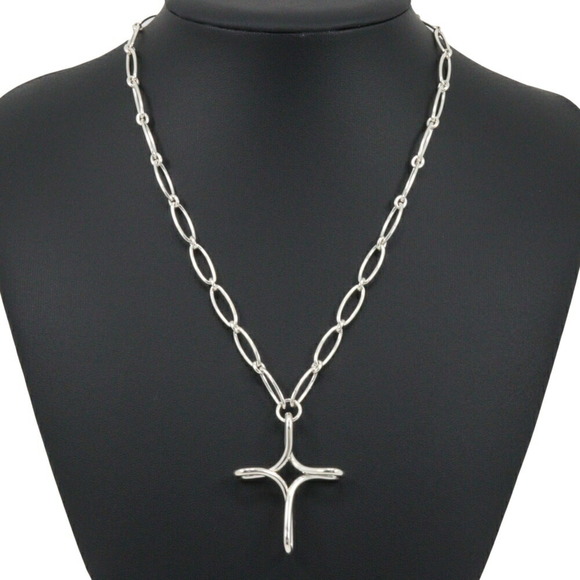 Tiffany & Co. Large Infinity Cross Necklace Elsa Peretti Silver 925 Approx. 2...